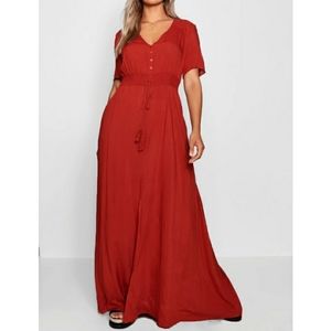 Boohoo Ruched Waist Maxi Dress